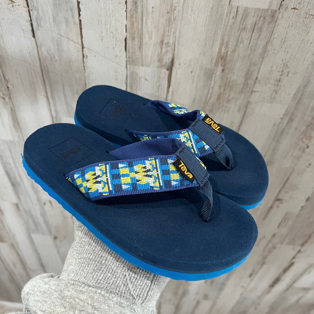 Teva Youth Mush II Blue Flip Flops Foam Kids Size 12 Boys Beach Summer